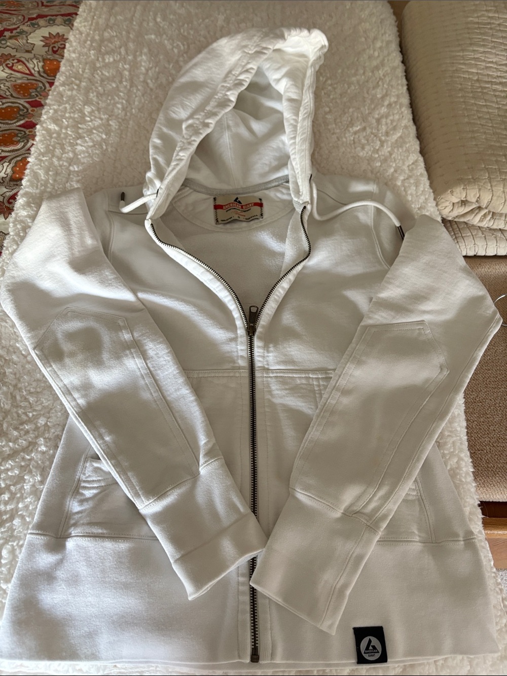 American Giant off  White Women's Zip Hoodie w/ Logo nice year round weight - Picture 8 of 9